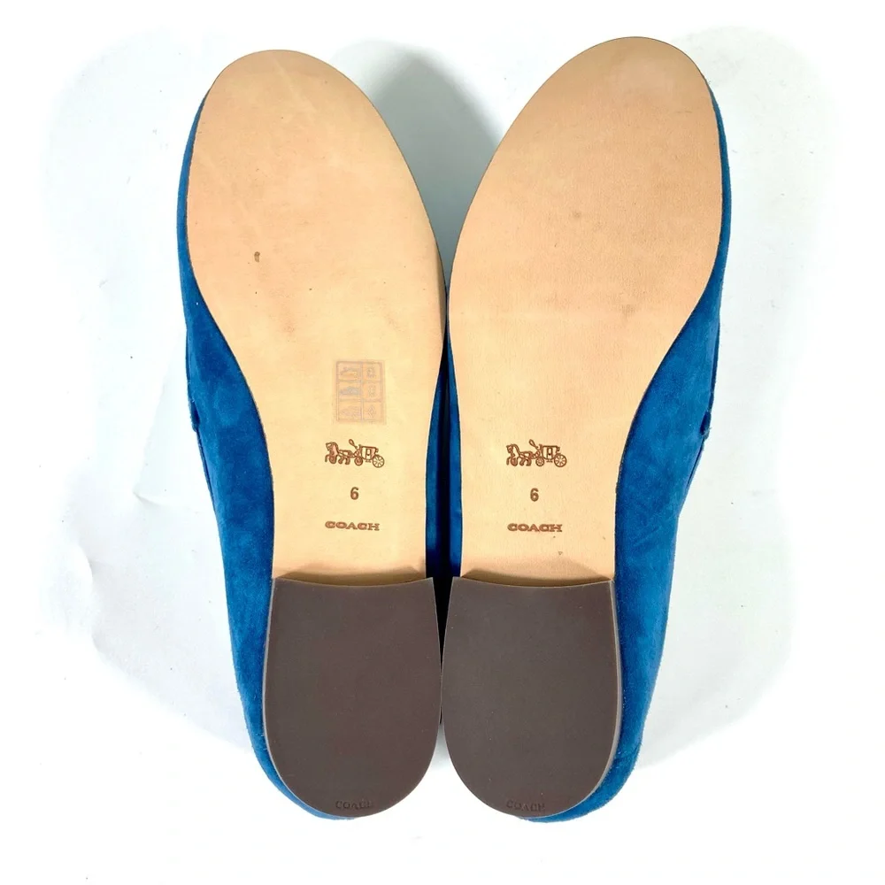 Coach Hanna Suede Logo Loafers Blue Size 6 NEW